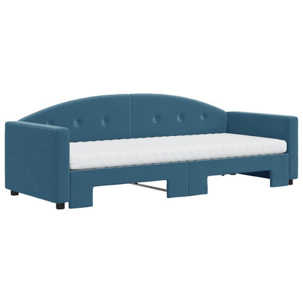 Divano Letto Estraibile con Materassi Blu 80x200 cm Velluto