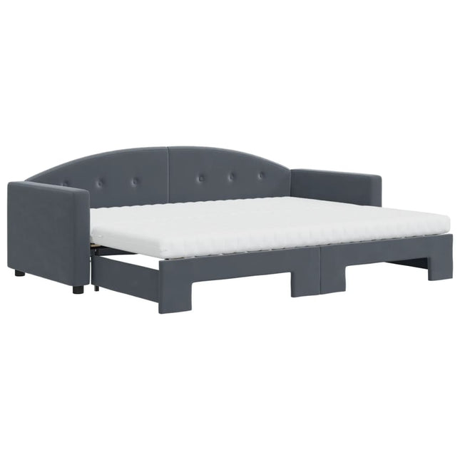 Divano Letto Estraibile Materassi Grigio Scuro 80x200cm Velluto