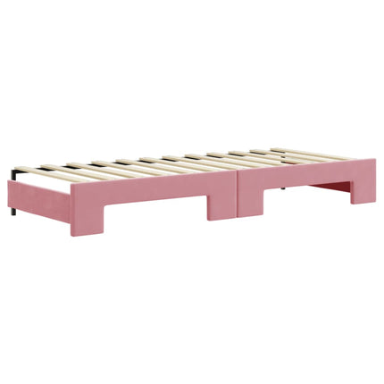 Divano Letto Estraibile con Materassi Rosa 80x200 cm Velluto