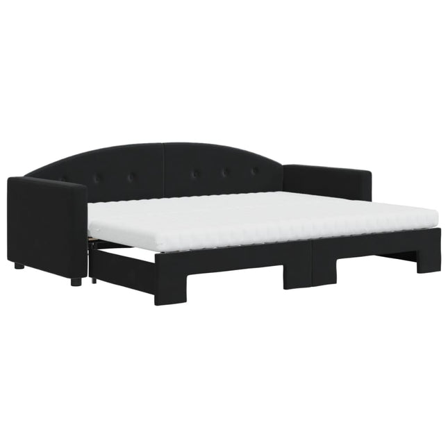 Divano Letto Estraibile con Materassi Nero 80x200 cm Velluto