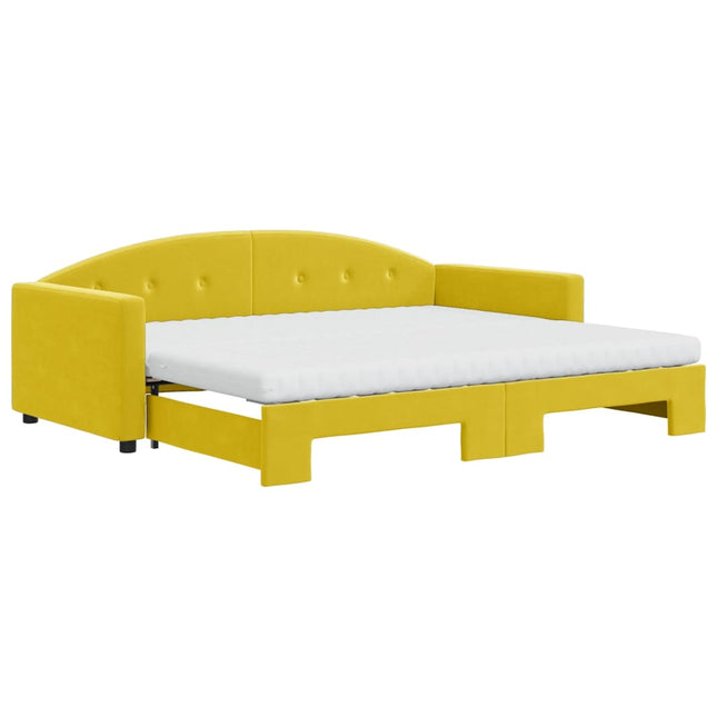 Divano Letto Estraibile con Materassi Giallo 90x200 cm Velluto