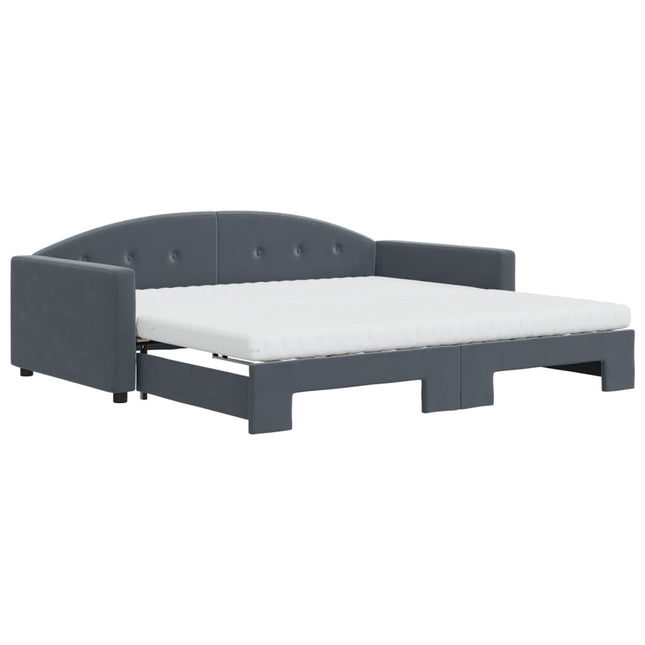 Divano Letto Estraibile Materassi Grigio Scuro 100x200 Velluto