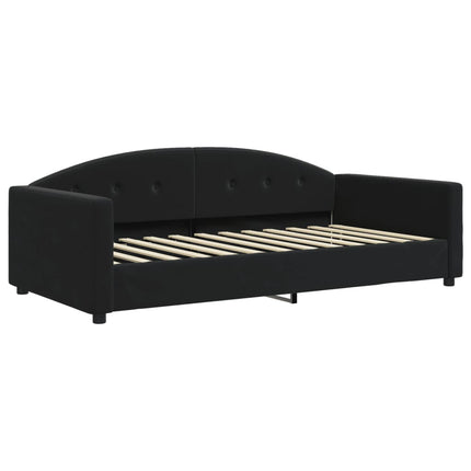 Divano Letto Estraibile con Materassi Nero 100x200 cm Velluto