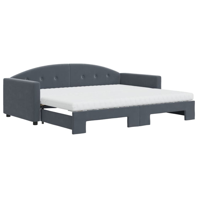 Divano Letto Estraibile Materassi Grigio Scuro 90x190cm Velluto
