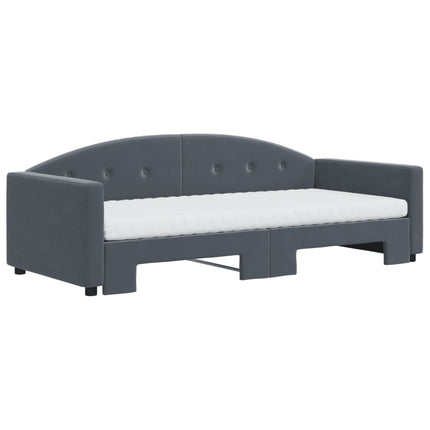 Divano Letto Estraibile Materassi Grigio Scuro 90x190cm Velluto