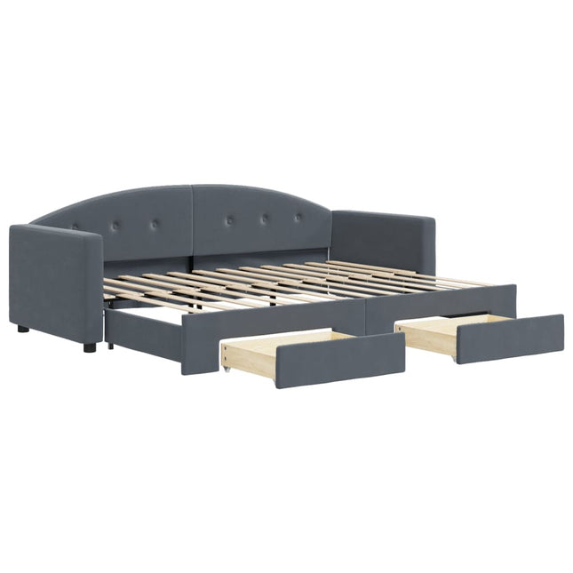 Divano Letto Estraibile Cassetti Grigio Scuro 80x200cm Velluto