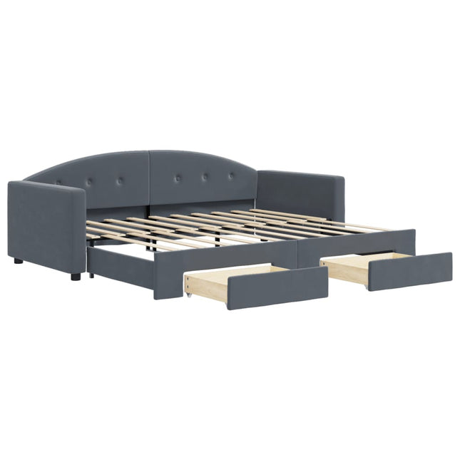 Divano Letto Estraibile Cassetti Grigio Scuro 90x190cm Velluto