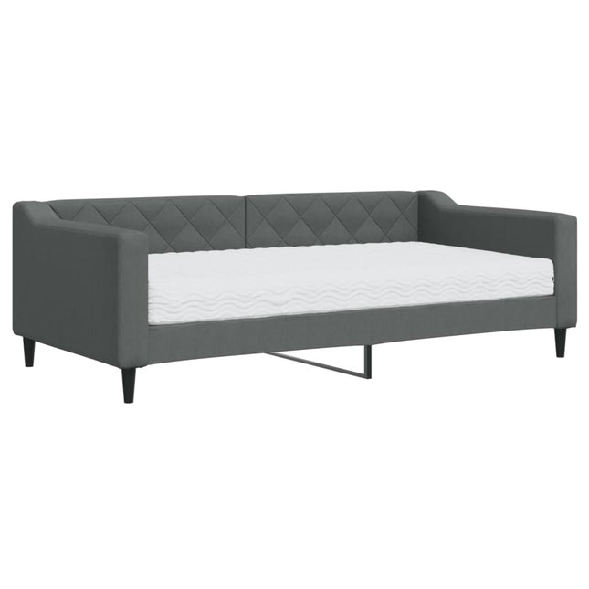 Divano Letto con Materasso Grigio Scuro 90x190 cm in Tessuto