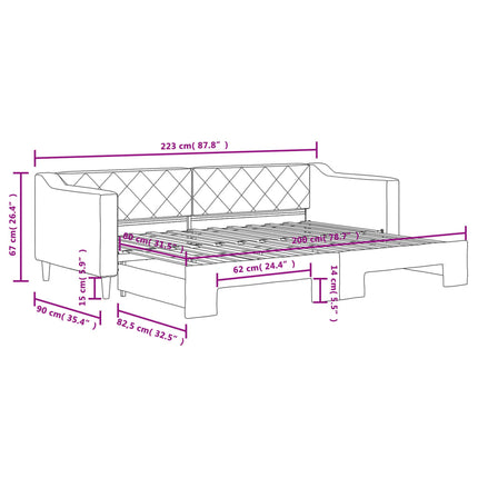 Divano Letto con Letto Estraibile Nero 80x200 Tessuto