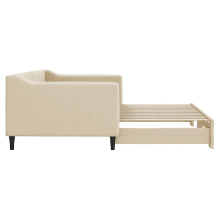 Divano Letto con Letto Estraibile Crema 90x200 cm in Tessuto