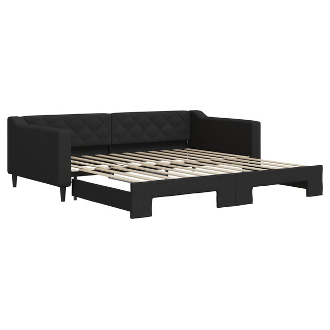 Divano Letto con Letto Estraibile Nero 100x200 cm in Tessuto