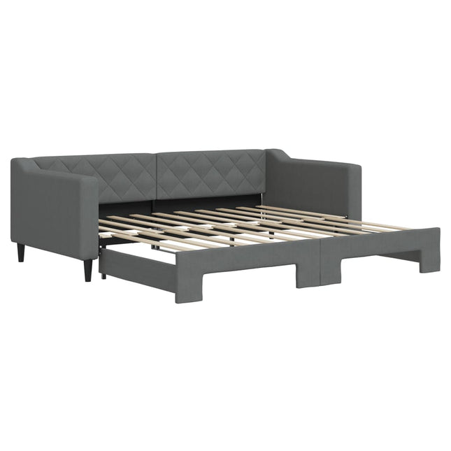 Divano Letto con Letto Estraibile Grigio Scuro 90x190cm Tessuto
