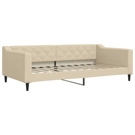 Divano Letto Estraibile con Materassi Crema 100x200 cm Tessuto