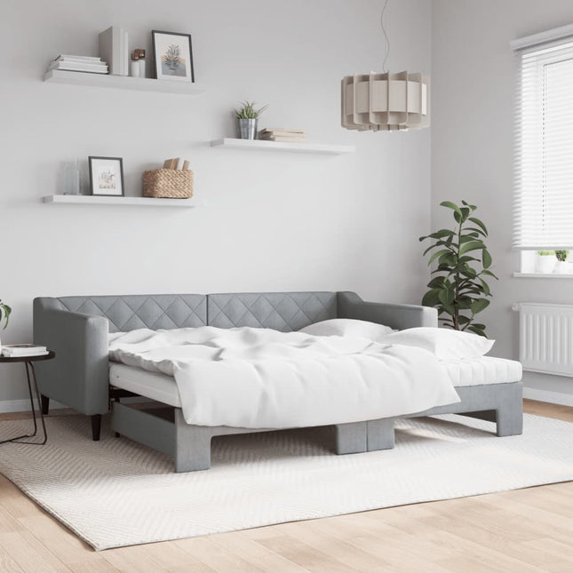 Divano Letto Estraibile Materassi Grigio Chiaro 90x190 Tessuto