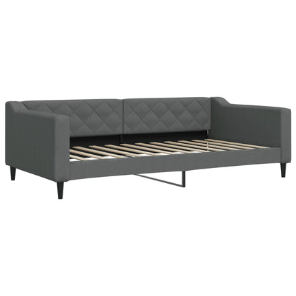 Divano Letto Estraibile Cassetti Grigio Scuro 100x200cm Tessuto