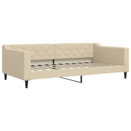 Divano Letto Estraibile con Cassetti Crema 100x200cm in Tessuto