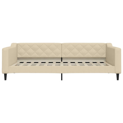 Divano Letto Estraibile con Cassetti Crema 100x200cm in Tessuto