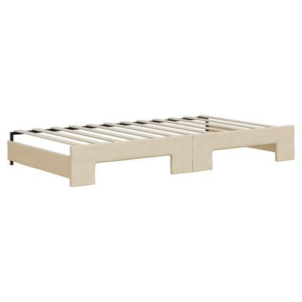 Divano Letto Estraibile con Cassetti Crema 100x200cm in Tessuto