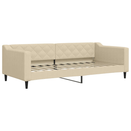 Divano Letto Estraibile con Cassetti Crema 90x200 cm in Tessuto
