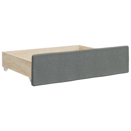 Divano Letto Estraibile Cassetti Grigio Scuro 100x200cm Tessuto