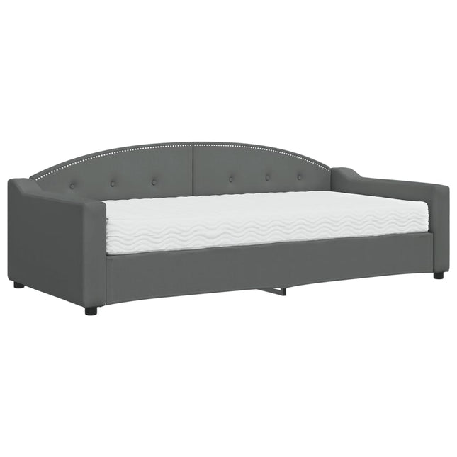 Divano Letto con Materasso Grigio Scuro 90x200 cm in Tessuto