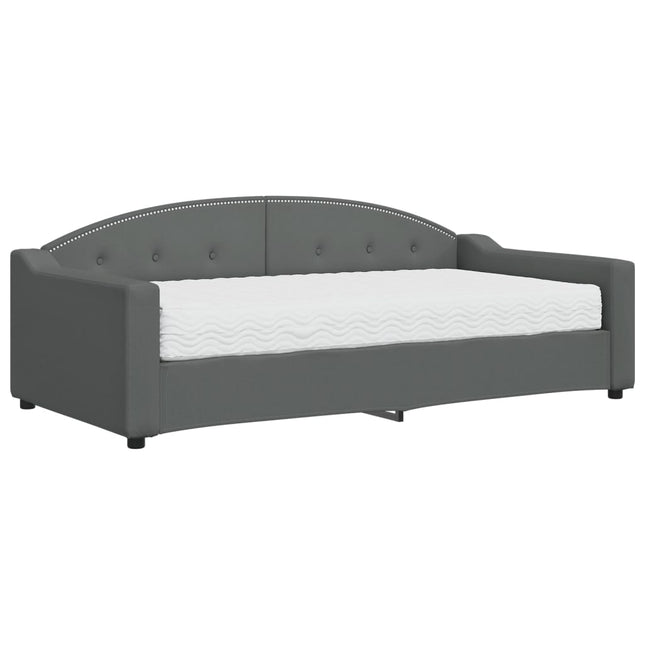 Divano Letto con Materasso Grigio Scuro 90x190 cm in Tessuto