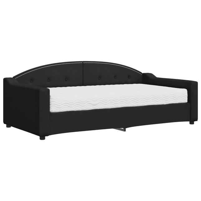 Divano Letto con Materasso Nero 90x190 cm in Tessuto