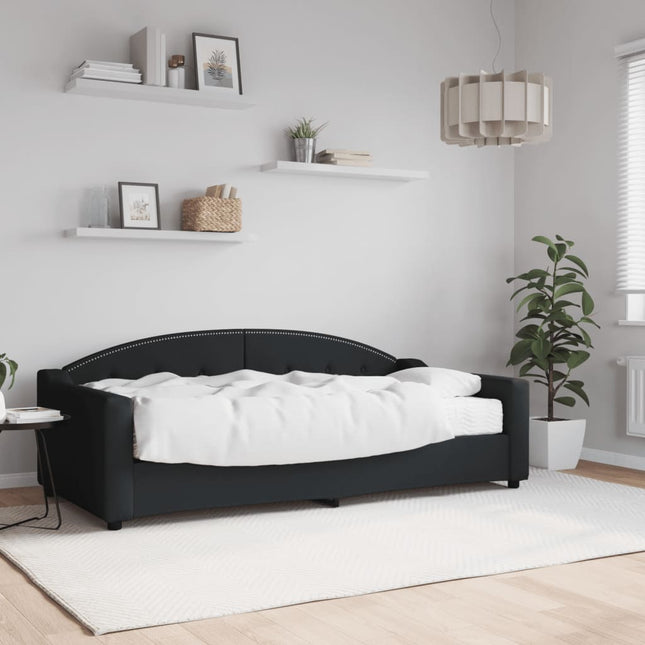 Divano Letto con Materasso Nero 90x190 cm in Tessuto