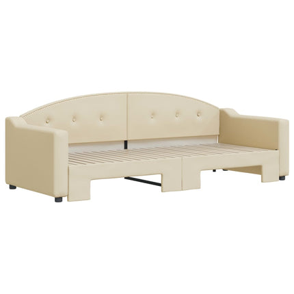 Divano Letto con Letto Estraibile Crema 80x200 cm Tessuto