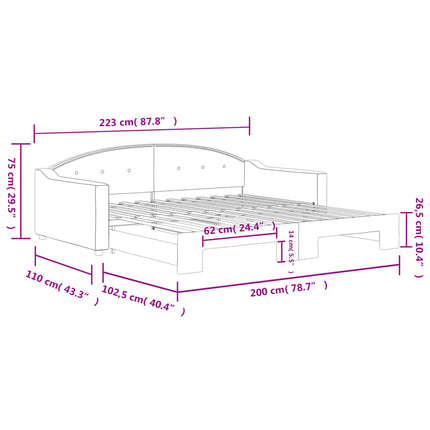 Divano Letto con Letto Estraibile Grigio Chiaro 100x200 Tessuto