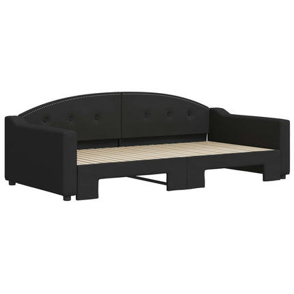 Divano Letto con Letto Estraibile Nero 100x200 cm in Tessuto