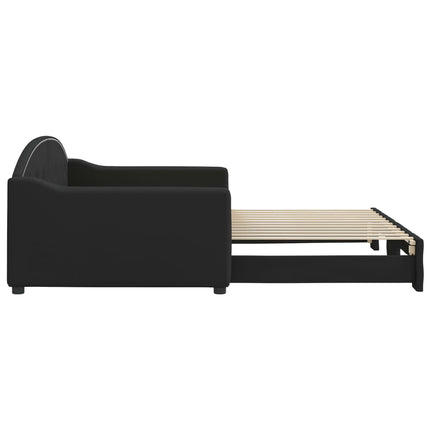 Divano Letto con Letto Estraibile Nero 100x200 cm in Tessuto