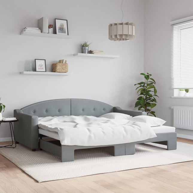 Divano Letto con Letto Estraibile Grigio Chiaro 90x190 Tessuto