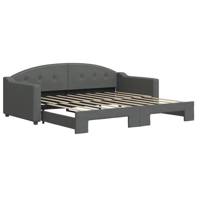 Divano Letto con Letto Estraibile Grigio Scuro 90x190cm Tessuto