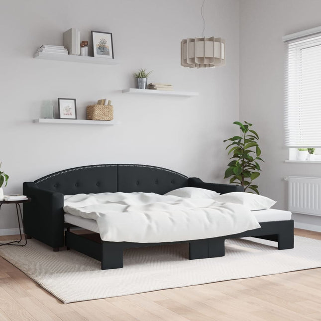 Divano Letto con Letto Estraibile Nero 90x190 cm in Tessuto