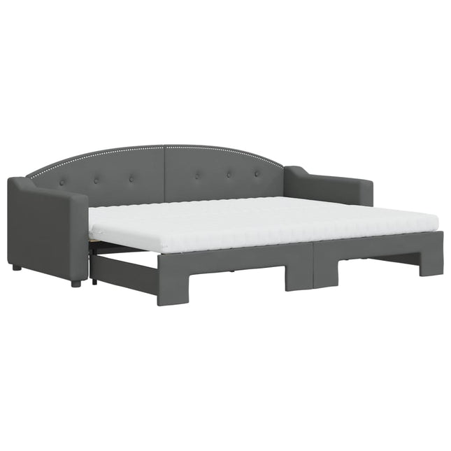 Divano Letto Estraibile Materassi Grigio Scuro 80x200cm Tessuto
