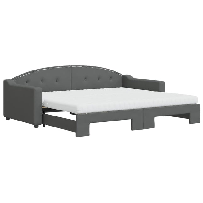 Divano Letto Estraibile Materassi Grigio Scuro 90x200cm Tessuto