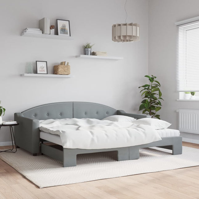 Divano Letto Estraibile Materassi Grigio Chiaro 90x190 Tessuto