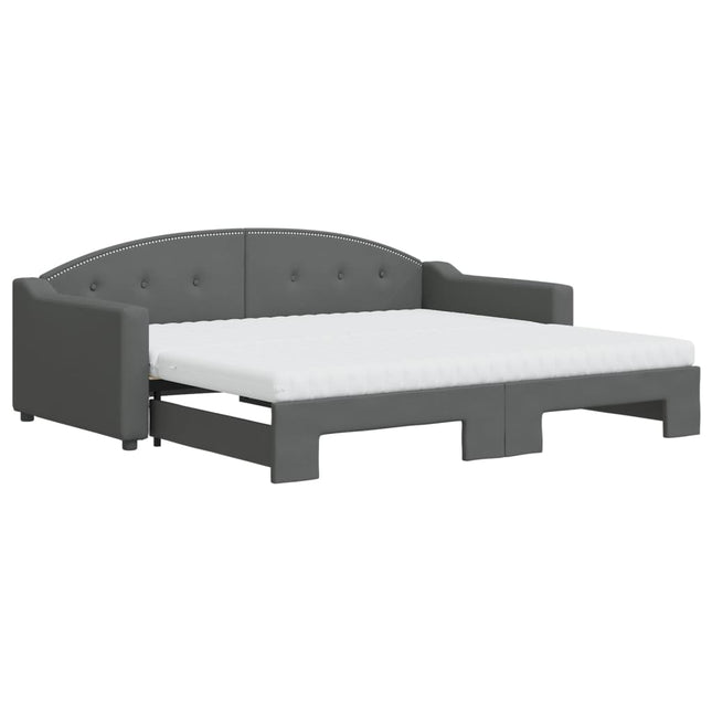 Divano Letto Estraibile Materassi Grigio Scuro 90x190cm Tessuto