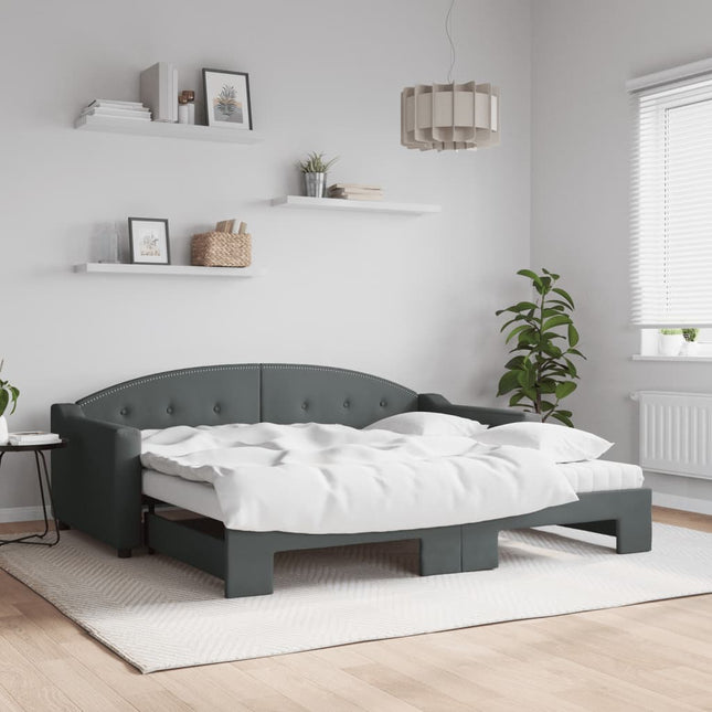 Divano Letto Estraibile Materassi Grigio Scuro 90x190cm Tessuto