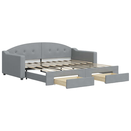 Divano Letto Estraibile Cassetti Grigio Chiaro 90x190cm Tessuto