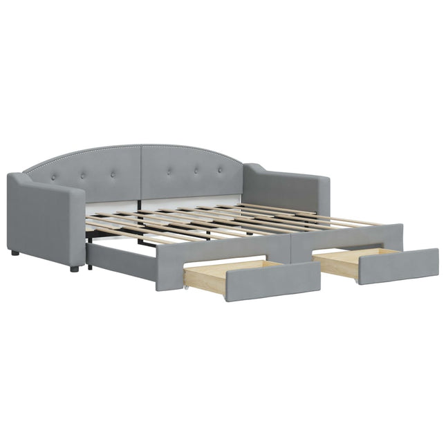 Divano Letto Estraibile Cassetti Grigio Chiaro 90x190cm Tessuto