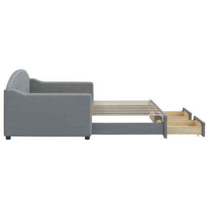 Divano Letto Estraibile Cassetti Grigio Chiaro 90x190cm Tessuto