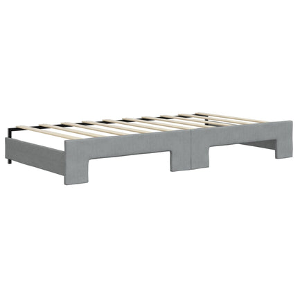 Divano Letto Estraibile Cassetti Grigio Chiaro 90x190cm Tessuto