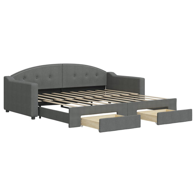 Divano Letto Estraibile Cassetti Grigio Scuro 90x190cm Tessuto