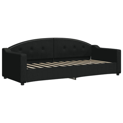 Divano Letto Estraibile con Cassetti Nero 80x200 cm in Tessuto