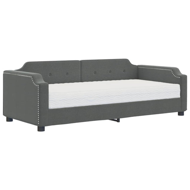 Divano Letto con Materasso Grigio Scuro 90x190 cm in Tessuto