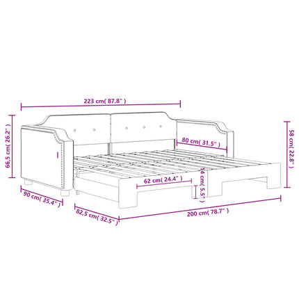 Divano Letto con Letto Estraibile Tortora 80x200 cm Tessuto