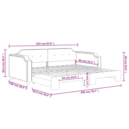 Divano Letto con Letto Estraibile Grigio Scuro 90x200cm Tessuto