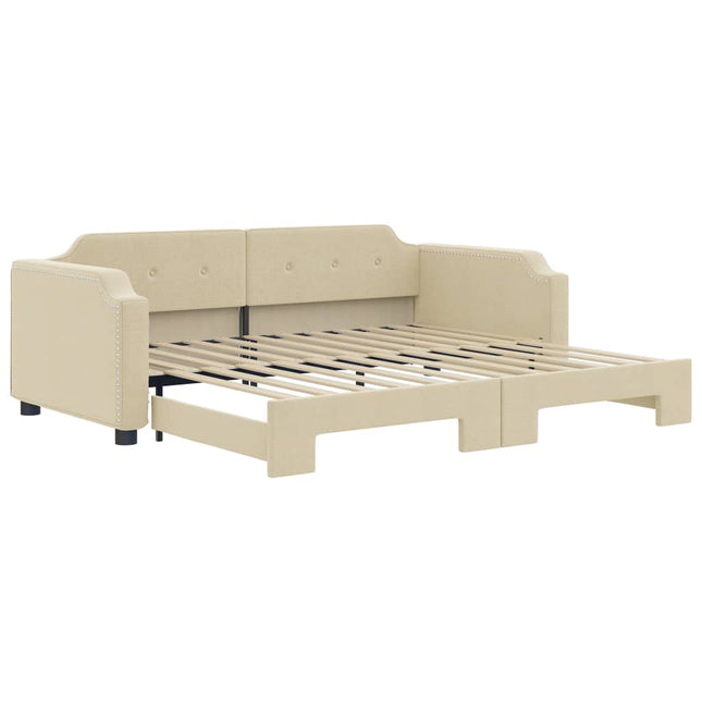 Divano Letto con Letto Estraibile Crema 100x200 cm in Tessuto